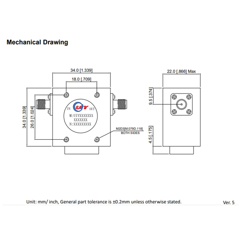 Telecom Parts 800 to 1000MHz UHF RF Broadband Coaxial Isolator IL 0.4dB High Isolation 20dB