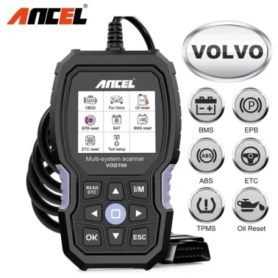 Ancel VOD700 OBD2-Scanner für Volvo, Auto-Codeleser, Diagnose-Scan-Tool, ABS-Blutung, Einspritzöl usw., BMS, Epb, TPMS, DPF-Reset